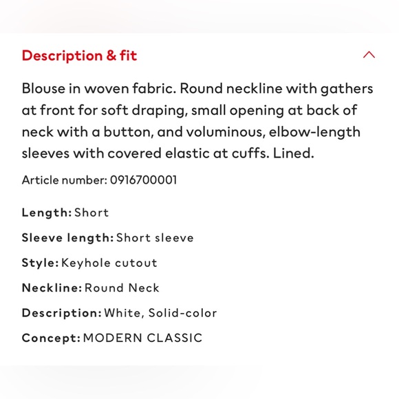 🌸H&M white elbow eight sleeve blouse - Picture 3 of 4